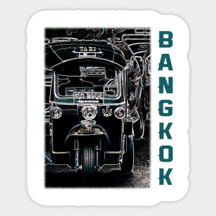 Tuk Tuks At Night In Bangkok - Abstract Illustration Sticker